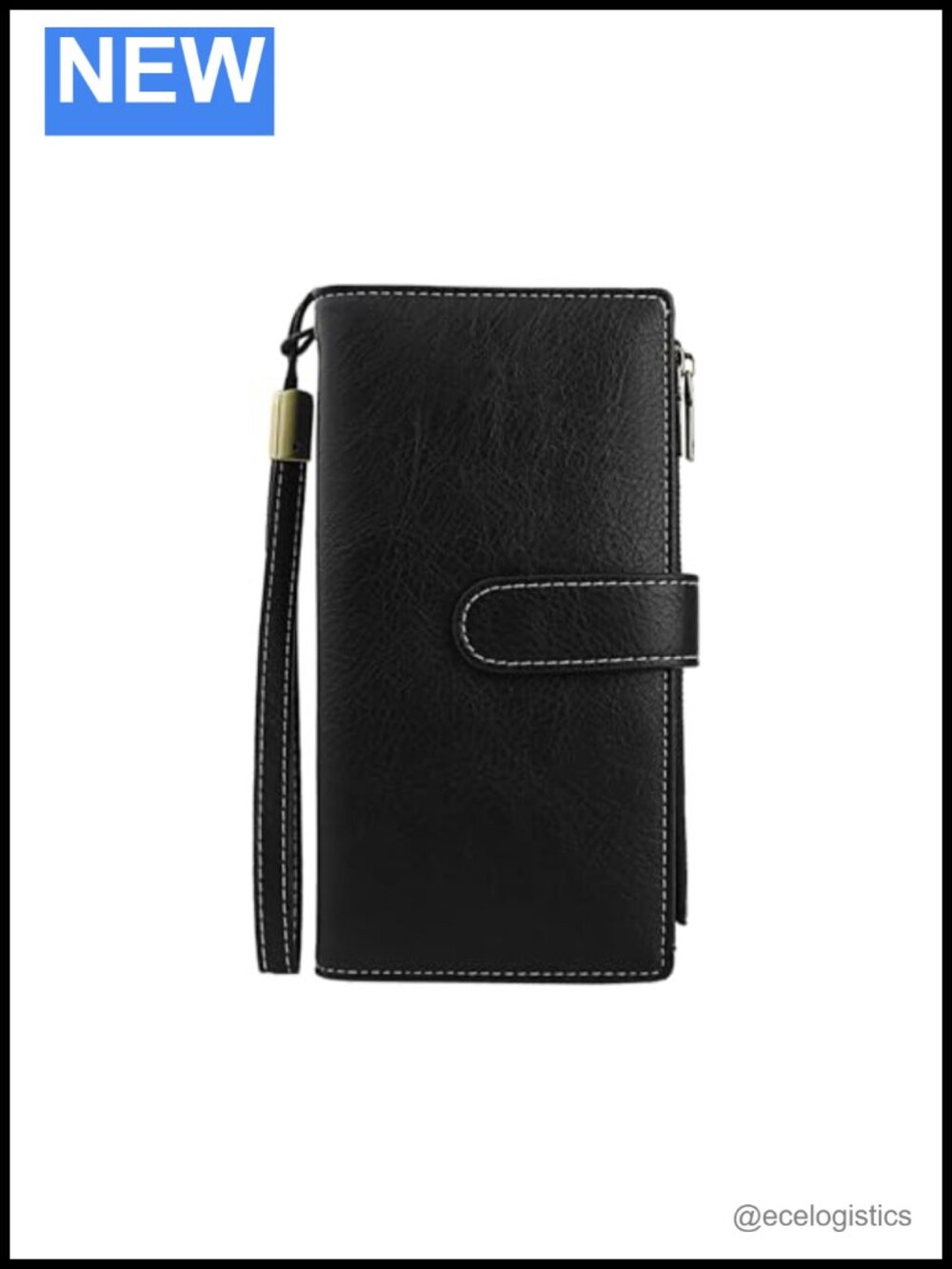 Large Capacity Genuine Leather RFID Blocking Double Zipper Bifold Wristlet